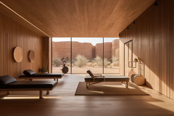 现代风沙漠健身房未来设计环境