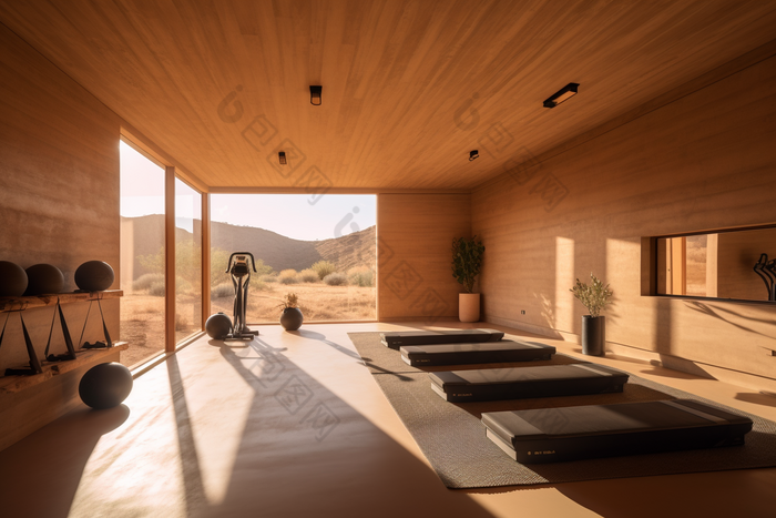 现代风沙漠健身房未来设计开放式