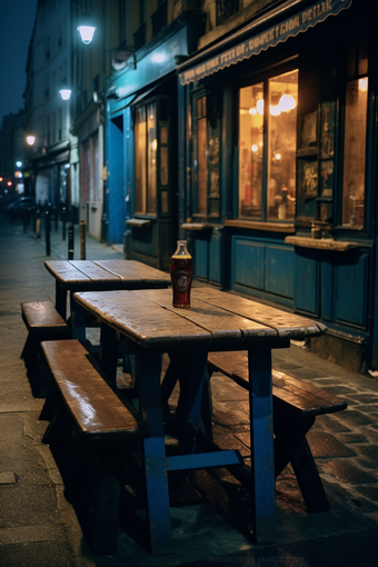 夜晚街头酒桌暖调户外夜归