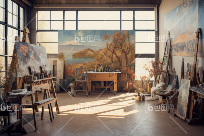 艺术画室室内油画教室图片-包图网