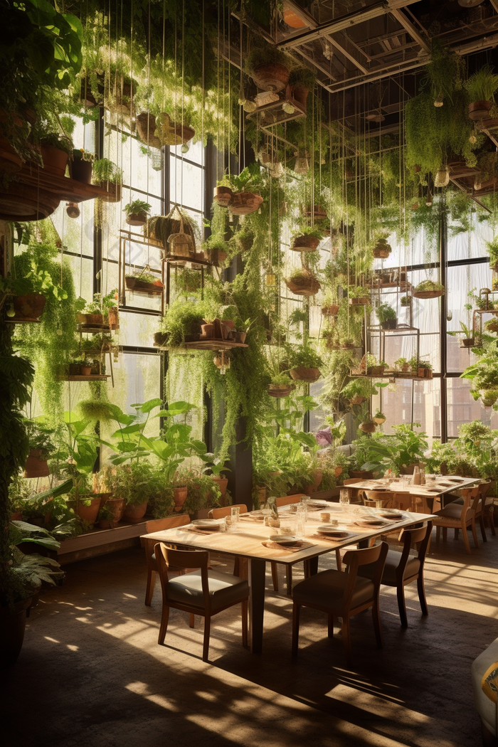 绿色自然主题餐厅设计装饰