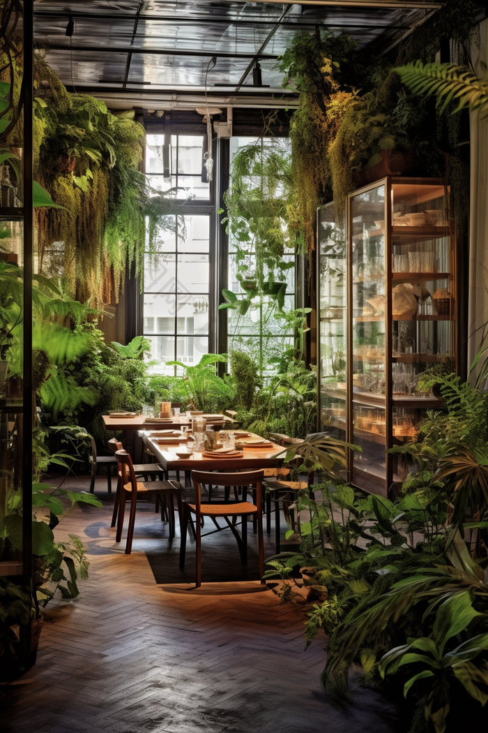 绿色自然主题餐厅阳光设计