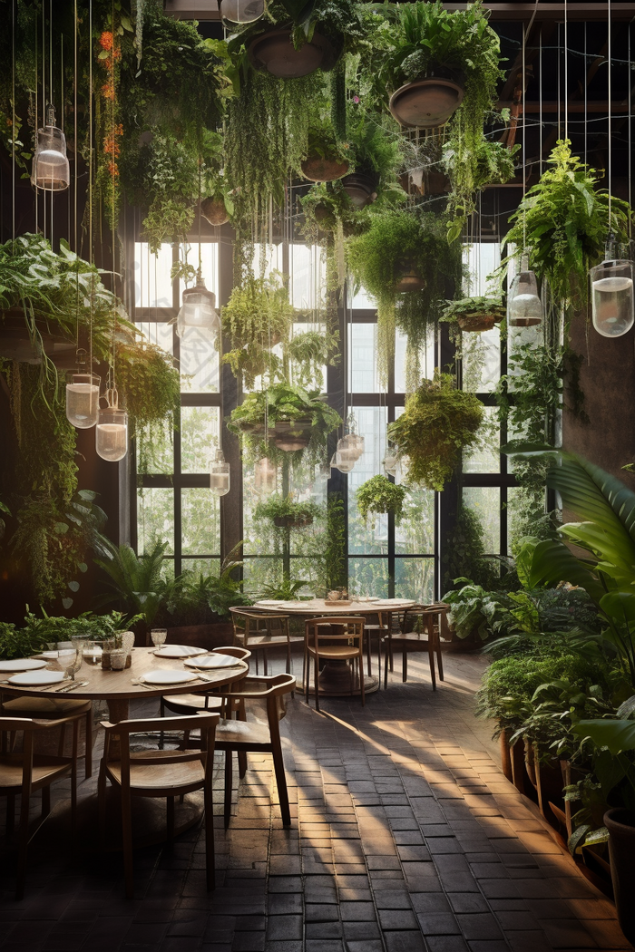 绿色自然主题餐厅设计CAD