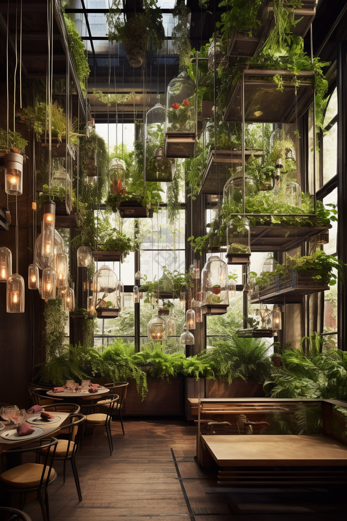 绿色自然主题餐厅设计装潢