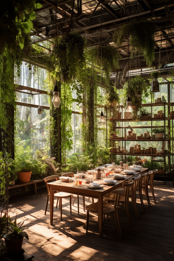 绿色自然主题餐厅室内室内设计