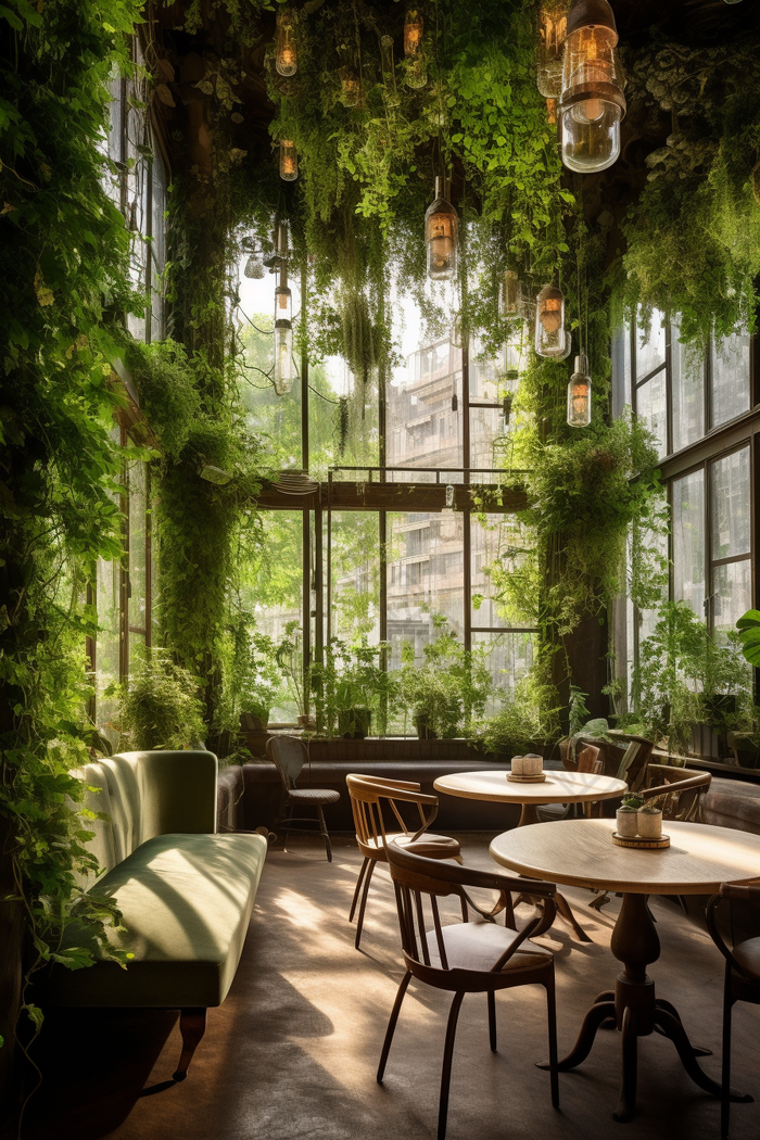 绿色自然主题餐厅阳光室内设计