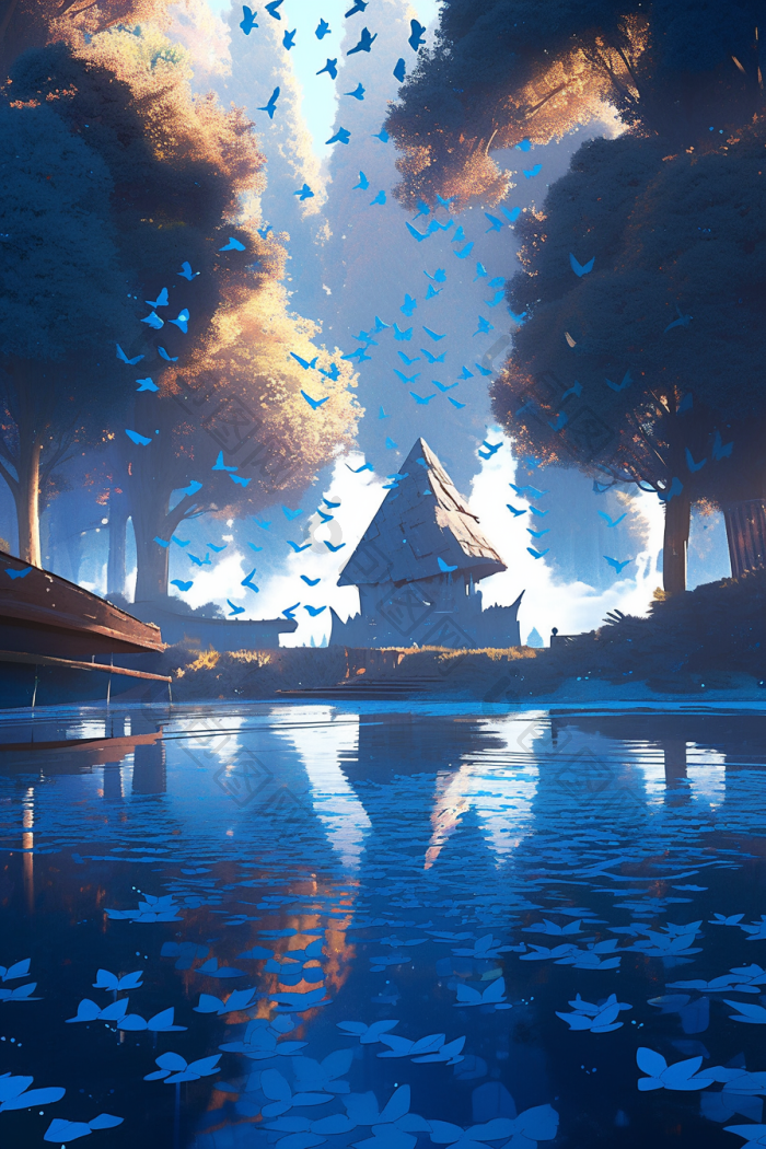神秘的梦境森林插画高清图片下载-包图网