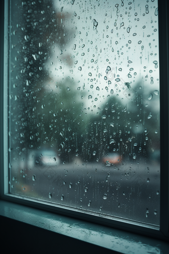 雨天窗户高清雨季意境