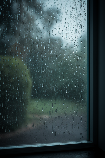 雨天窗户高清水滴室内