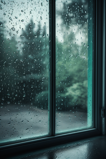 雨天窗户高清雨水起雾