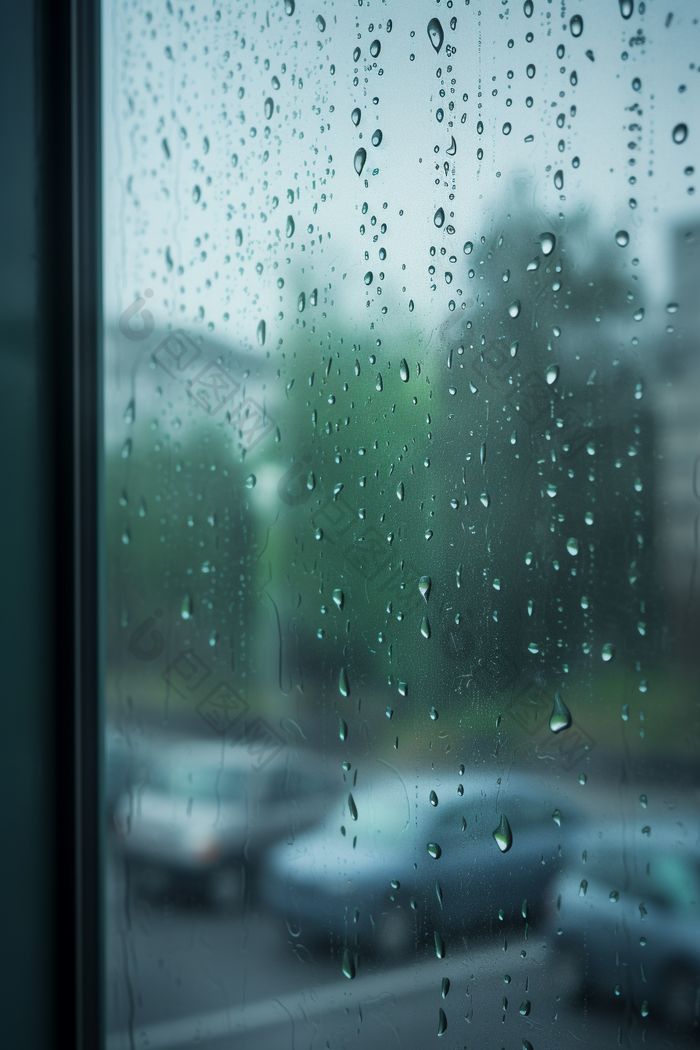 雨天窗户高清水滴雨水