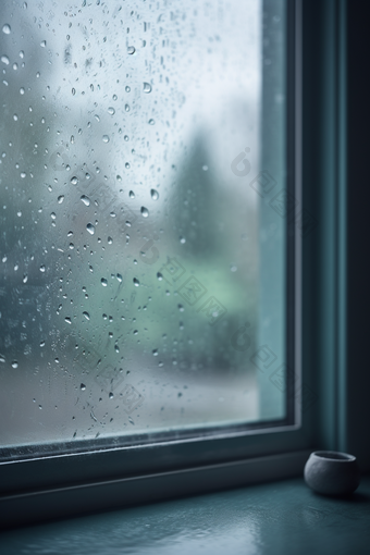 雨天窗户高清水滴虚化