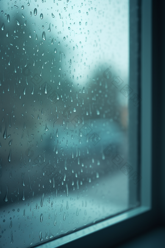 雨天窗户高清雨季虚化