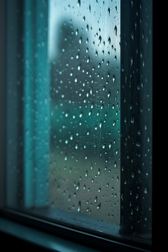 雨天窗户高清水滴意境
