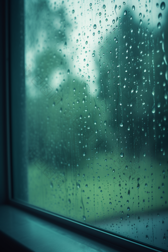 雨天窗户高清水滴室外