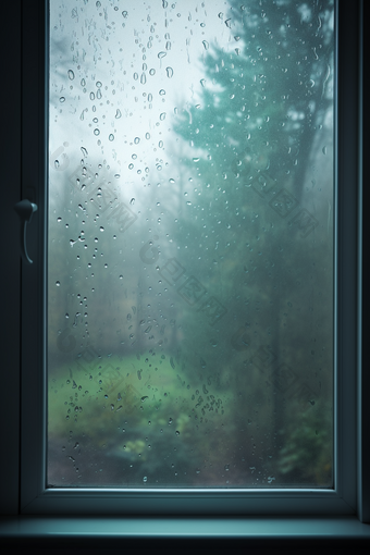 雨天窗户高清水珠水滴