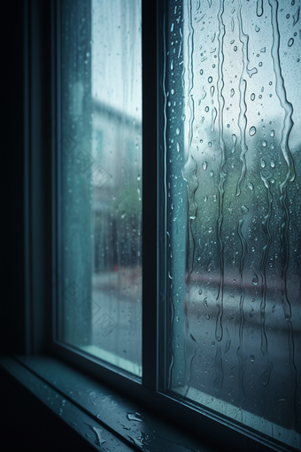 雨天窗户高清室内起雾