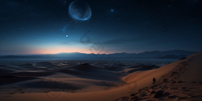 静谧的夜晚沙漠风景高清图片下载-包图网