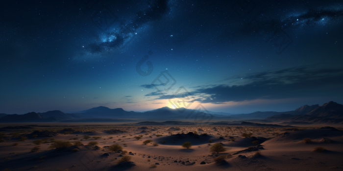 静谧的夜晚沙漠风景高清图片下载-包图网
