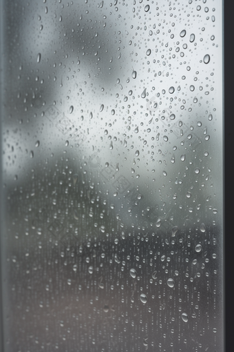 冷色调雨天窗户高清雨季<strong>水滴</strong>
