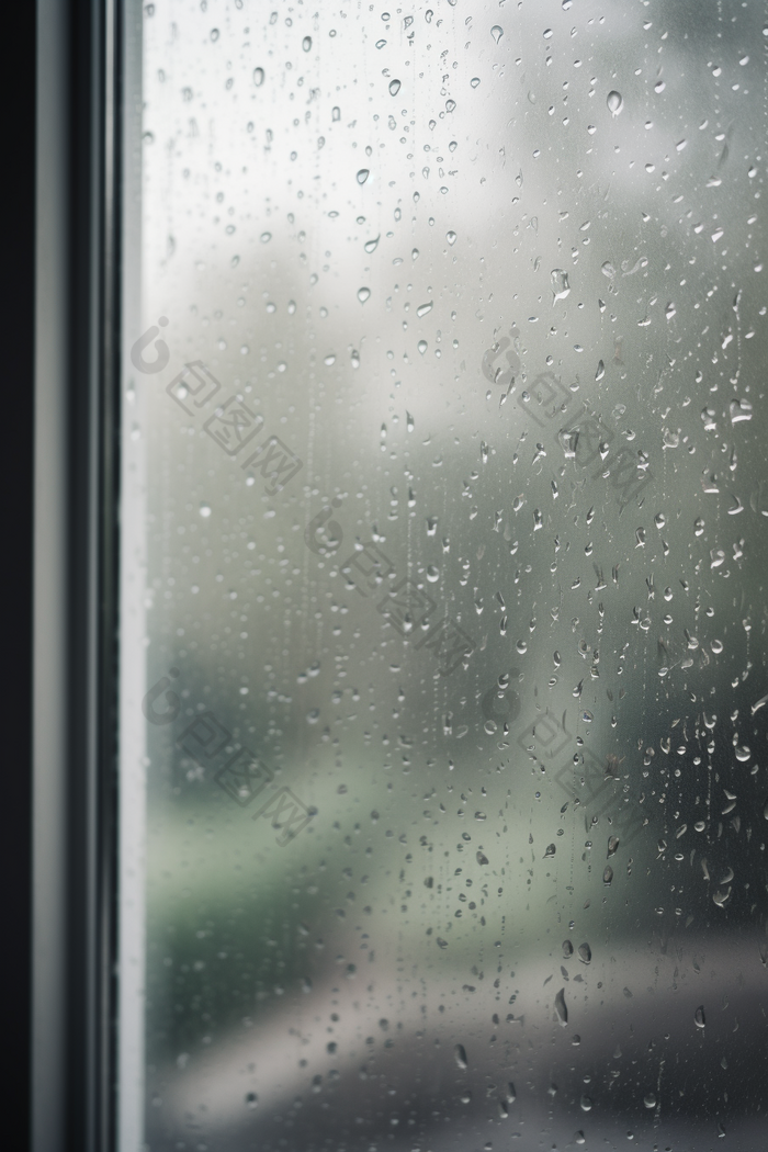 冷色调雨天窗户高清雨季意境