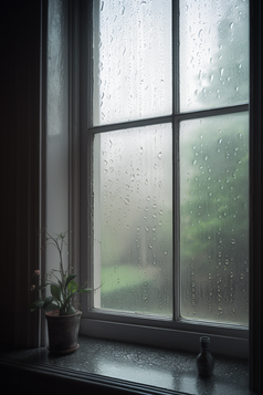 冷色调雨天窗户高清摄影图10