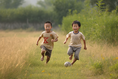 孩子踢足球玩耍摄影图12