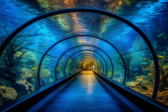 水族馆观光隧道室内动物海底世界