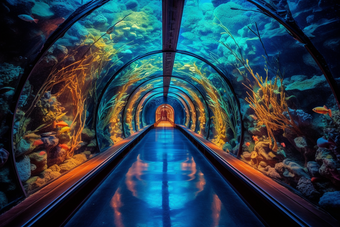 水族馆观光隧道室内鱼海
