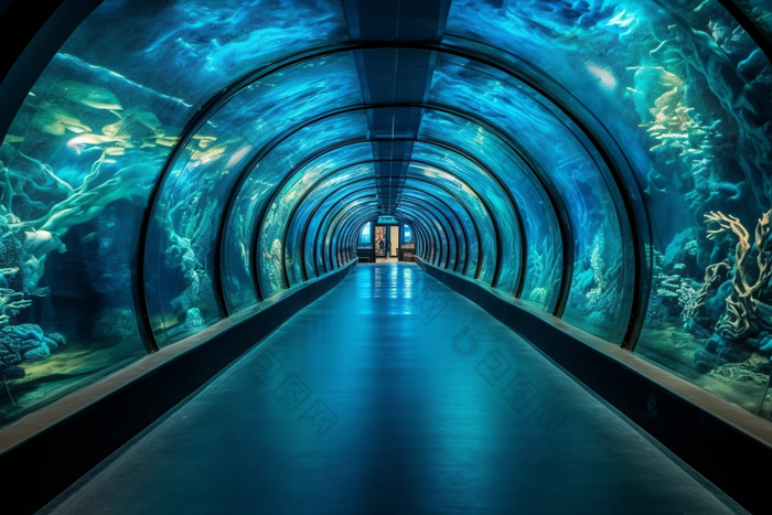 水族馆观光隧道室内鱼液体