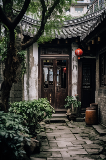 中国古风古镇建筑城楼旅游