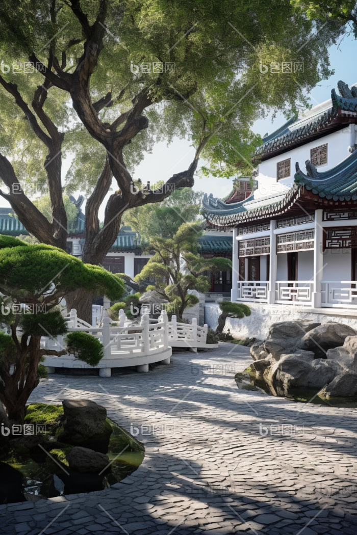 中式园林建筑摄影图图片-包图网
