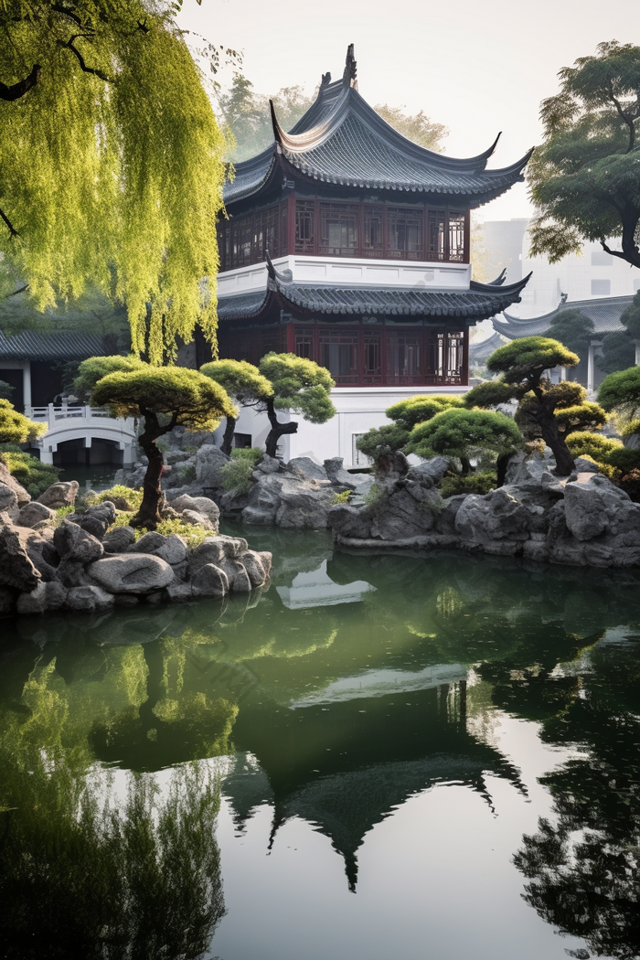 中式园林建筑图片-包图网