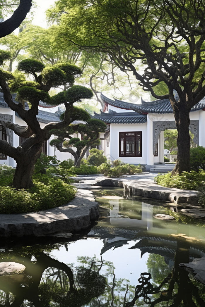 中式园林建筑摄影图图片-包图网