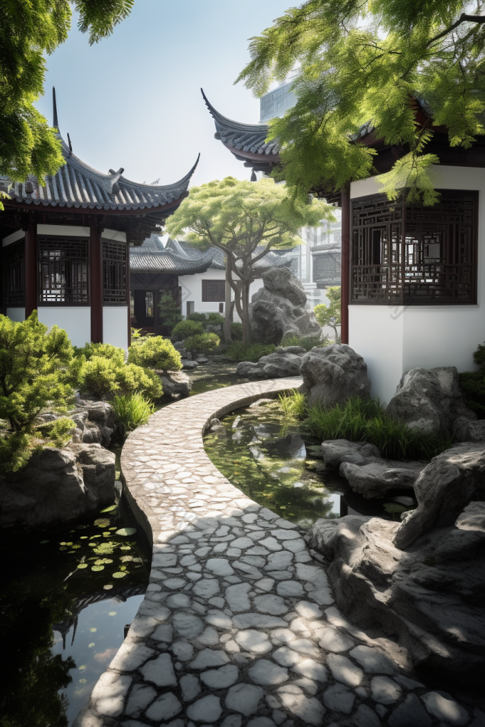 中式园林建筑图片-包图网