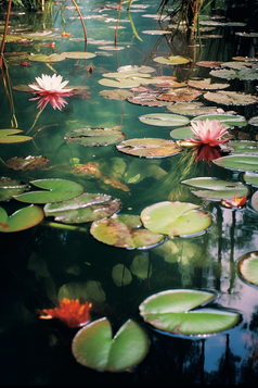 唯美深色池塘睡莲摄影图47