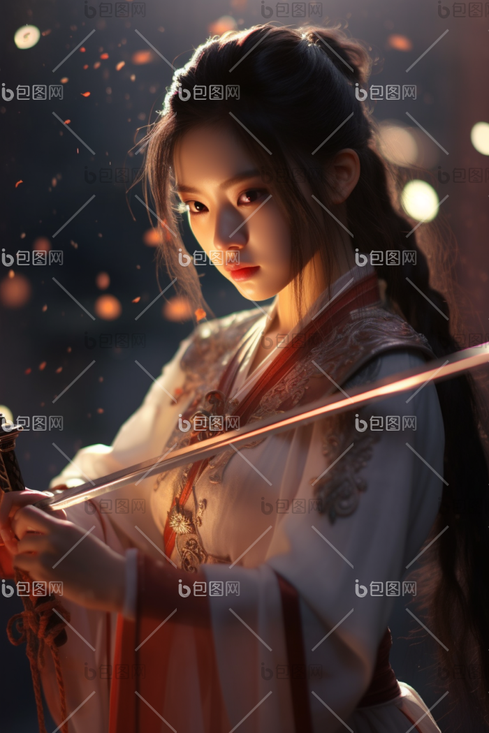 东方女剑客东方汉服高清图片下载-包图网