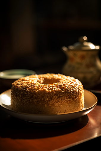 传统美食芝麻饼高清糕点中国风