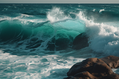 海洋波浪撞击礁石摄影图21