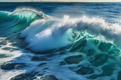 海洋波浪撞击礁石摄影图31