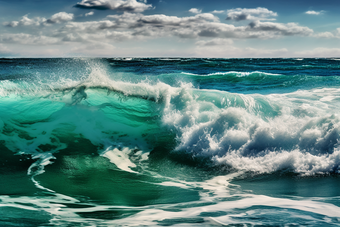 海洋波浪撞击礁石海浪生机