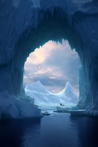 蓝色自然冰川洞穴摄影图18