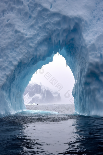 蓝色自然冰川洞穴冰岛美景