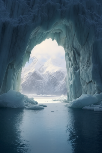 蓝色自然<strong>冰</strong>川洞穴摄影图14