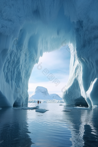 蓝色自然冰川洞穴冰岛碎冰
