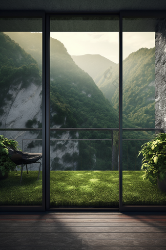 阳台窗外的自然风景东方生机