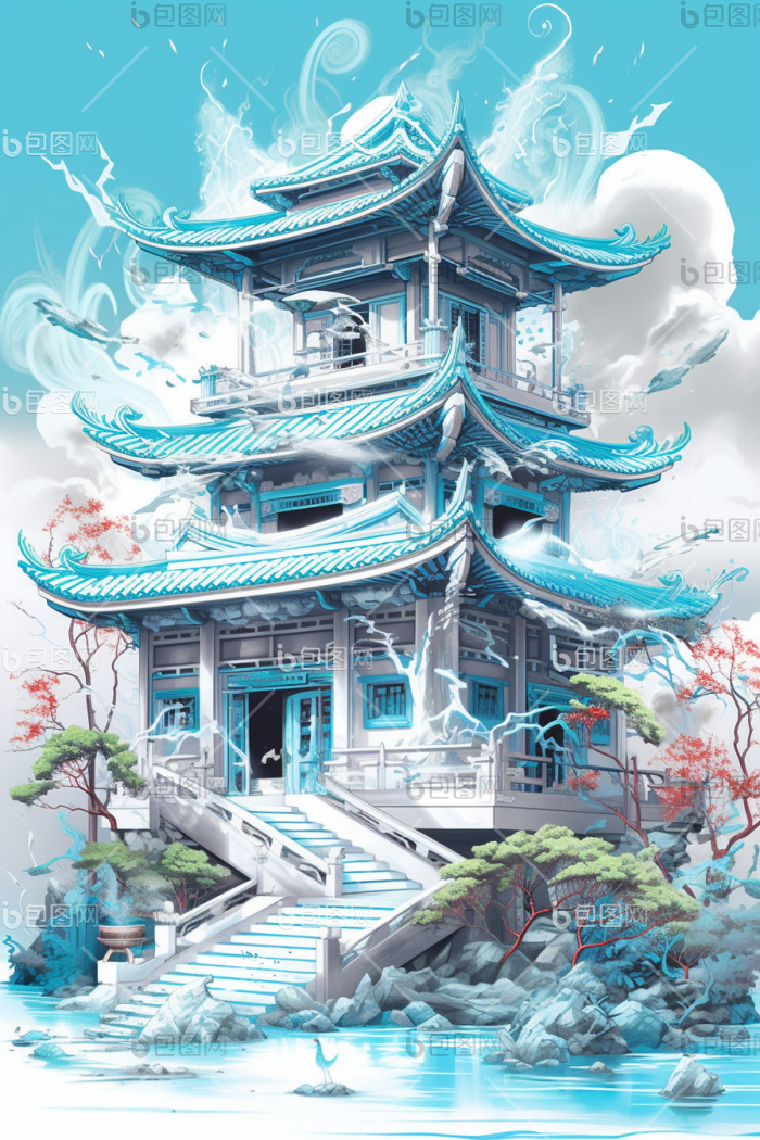 中国古代建筑房屋宫殿png下载-包图网