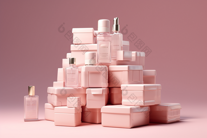粉色香水礼盒礼物盒子