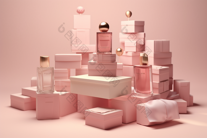 粉色香水礼盒套装美丽