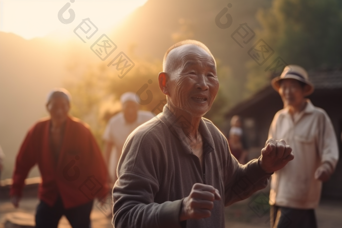 老年人休闲锻炼身体体育活动呼吸图片-包图网